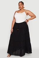 Womens Plus Almost Famous Tiered Maxi Skirt,