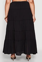 Womens Plus Almost Famous Tiered Maxi Skirt,