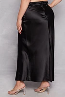 Womens Plus Size Almost Famous Satin Slip Skirt, Black, Size 1X