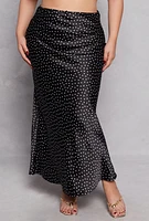 Womens Plus Almost Famous Patterned Satin Maxi Slip Skirt,