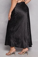 Womens Plus Almost Famous Patterned Satin Maxi Slip Skirt,