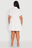 Womens Plus Size Tiered Mini Dress, White, Size 2X