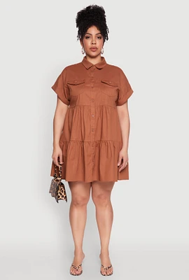 Womens Plus Tiered Mini Dress,