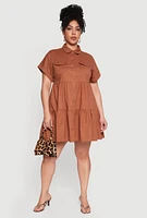 Womens Plus Tiered Mini Dress,