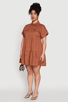 Womens Plus Tiered Mini Dress,