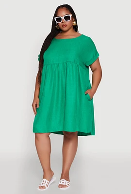 Womens Plus Chic Sundress with Pockets and Scoop Neck,