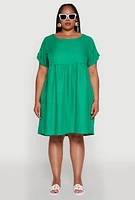 Womens Plus Chic Sundress with Pockets and Scoop Neck,