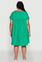 Womens Plus Chic Sundress with Pockets and Scoop Neck,