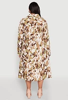 Womens Plus Camo High Low Hem Shirt Dress, Multi,