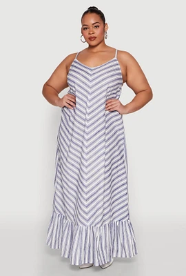 Womens Plus Size Chevron Striped Maxi Dress, Multi, Size 2X