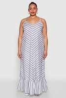 Womens Plus Size Chevron Striped Maxi Dress, Multi, Size 2X