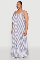 Womens Plus Size Chevron Striped Maxi Dress, Multi, Size 2X