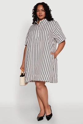 Womens Plus Size Striped Short Sleeve Dress, Multi, Size 2X