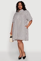 Womens Plus Size Striped Short Sleeve Dress, Multi, Size 2X