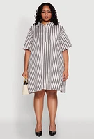 Womens Plus Size Striped Short Sleeve Dress, Multi, Size 2X