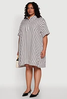 Womens Plus Size Striped Short Sleeve Dress, Multi, Size 2X