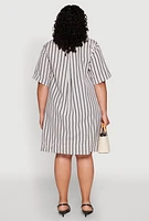 Womens Plus Size Striped Short Sleeve Dress, Multi, Size 2X
