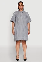 Womens Plus Striped Short Sleeve Dress, Multi,