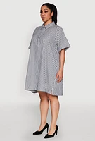 Womens Plus Striped Short Sleeve Dress, Multi,