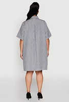 Womens Plus Striped Short Sleeve Dress, Multi,