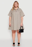 Womens Plus Size Striped Short Sleeve Dress, Multi, Size 1X