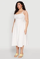 Womens Plus Size Hyperstretch Bustier Midi Dress, White, Size 1X