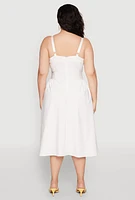 Womens Plus Size Hyperstretch Bustier Midi Dress, White, Size 1X