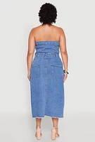 Womens Plus Size Spoon Jeans Denim Tube Dress, Blue, Size 1X