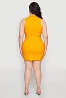 Womens Plus Size Collared Cargo Pocket Dress, Yellow, Size 2X
