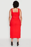 Womens Plus Size Hyperstretch Front Slit Midi Dress, Red, Size 2X