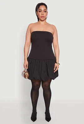 Womens Plus Sleeveless Bubble Hem Dress, Black,