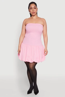 Womens Plus Size Sleeveless Bubble Hem Dress, Pink, Size 1X