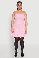 Womens Plus Size Sleeveless Bubble Hem Dress, Pink, Size 1X