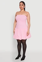Womens Plus Size Sleeveless Bubble Hem Dress, Pink, Size 1X