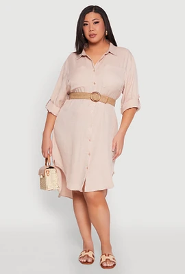 Womens Plus High Low Shirt Dress,