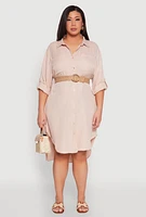 Womens Plus High Low Shirt Dress,