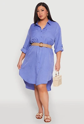 Womens Plus High Low Shirt Dress,