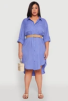 Womens Plus High Low Shirt Dress, 2X