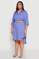 Womens Plus High Low Shirt Dress, 2X