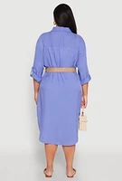 Womens Plus High Low Shirt Dress, 2X