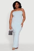 Womens Plus Daisy Mineral Wash Maxi Tube Dress,