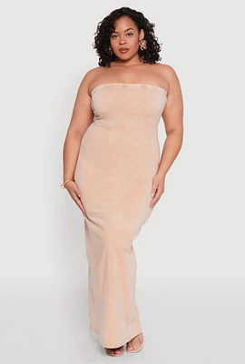 Womens Plus Daisy Mineral Wash Maxi Tube Dress,