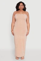 Womens Plus Daisy Mineral Wash Maxi Tube Dress,