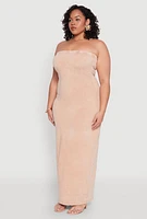 Womens Plus Daisy Mineral Wash Maxi Tube Dress,