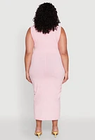 Womens Plus Size Daisy Mineral Wash Maxi Tank Dress, Pink, Size 3X