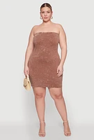 Womens Plus Daisy Mineral Wash Mini Strapless Dress,