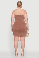 Womens Plus Daisy Mineral Wash Mini Strapless Dress,