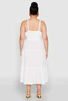 Womens Plus Size Almost Famous Smocked Tiered Dress, White, Size 2X