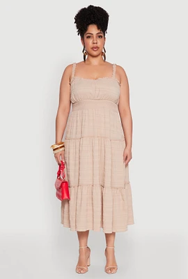 Womens Plus Almost Famous Smocked Tiered Dress,