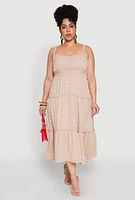 Womens Plus Almost Famous Smocked Tiered Dress,